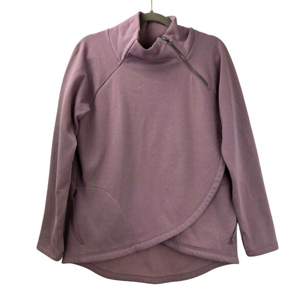 Athleta Women's Medium Mauve Asymmetrical Zip Pullover Sweatshirt Long Sleeve - Picture 2 of 15